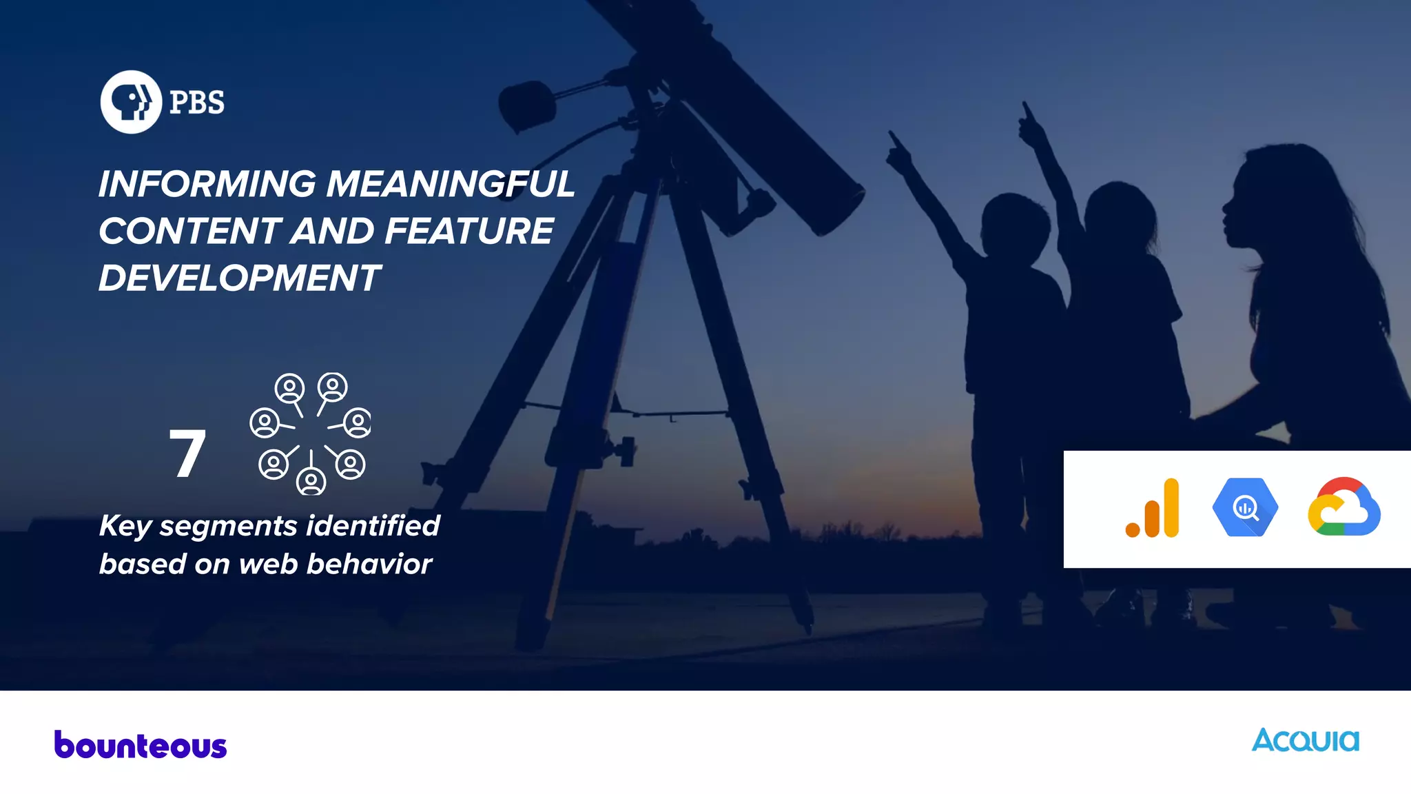 INFORMING MEANINGFUL
CONTENT AND FEATURE
DEVELOPMENT
Key segments identiﬁed
based on web behavior
7
 