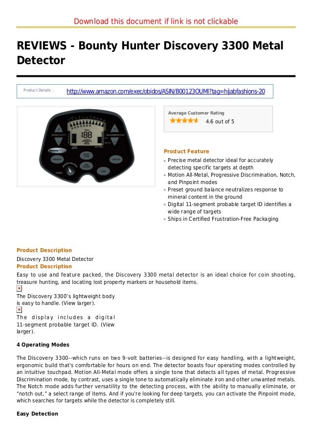 Bounty hunter discovery 3300 metal detector