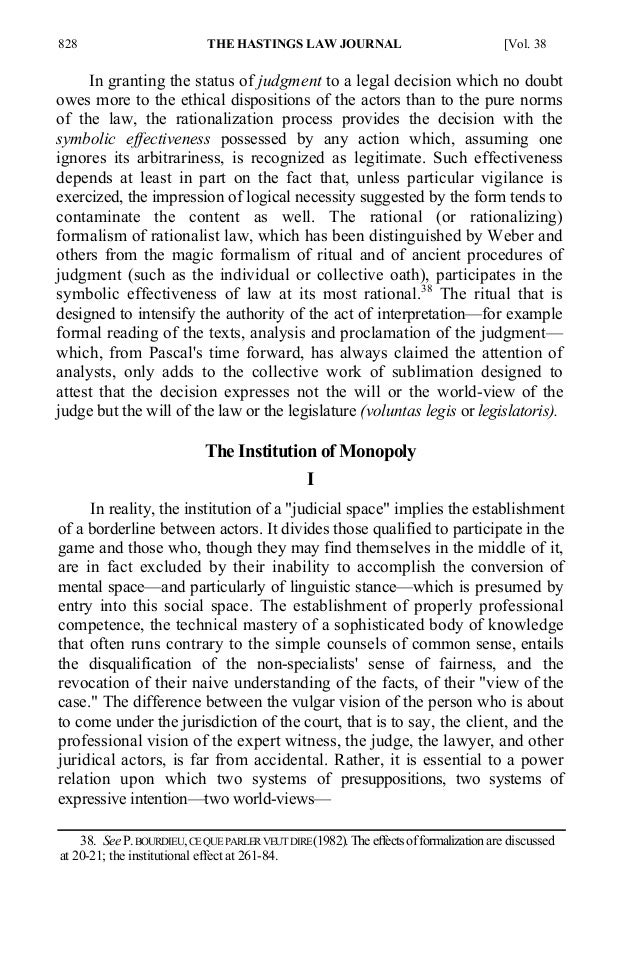 legal a formalism Bourdieu