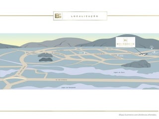 Mapa ilustrativo com distâncias alteradas.
 