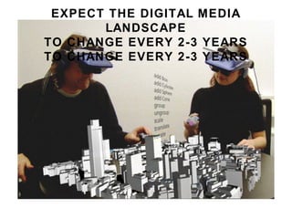 EXPECT THE DIGITAL MEDIA
LANDSCAPE
TO CHANGE EVERY 2-3 YEARS
TO CHANGE EVERY 2-3 YEARS
 