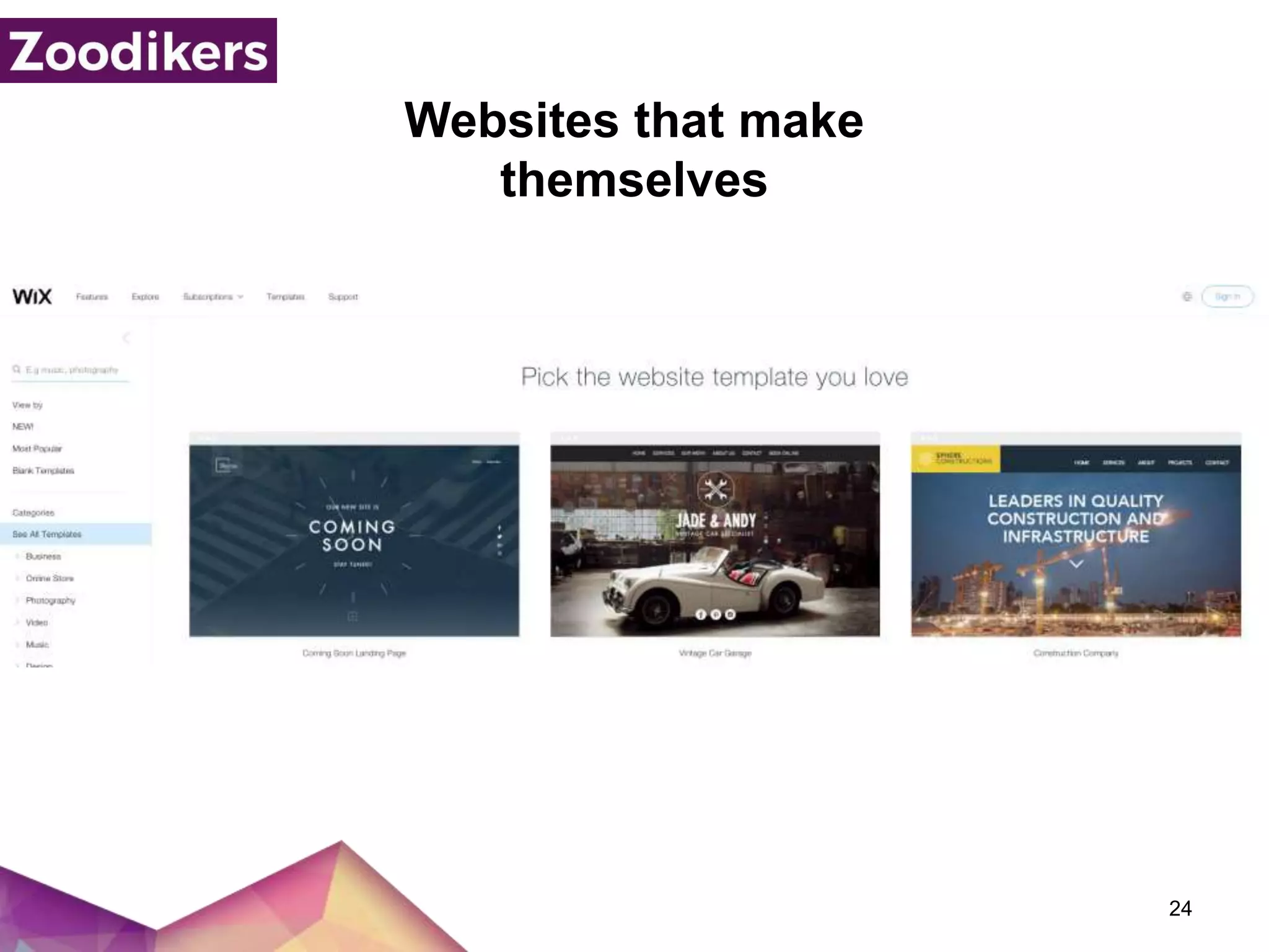 Websites that make
themselves
24
 