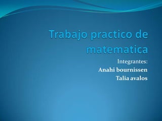 Integrantes:
Anahi bournissen
      Talia avalos
 