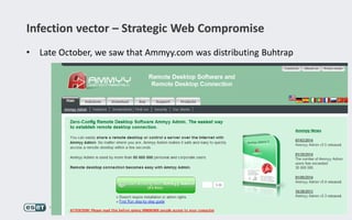 Infection vector – Strategic Web Compromise
• Late October, we saw that Ammyy.com was distributing Buhtrap
 