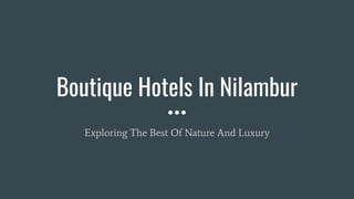 Boutique Hotels In Nilambur
Exploring The Best Of Nature And Luxury
 