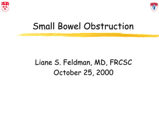 Small Bowel Obstruction Liane S. Feldman, MD, FRCSC October 25, 2000 