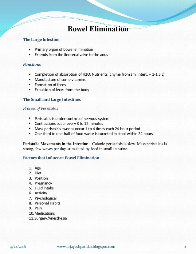 Bowel elimination