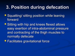 Defecation Position nursing management of client with bowel elimination problems | PPT