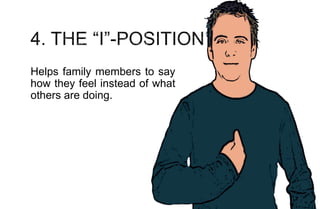 Helps family members to say
how they feel instead of what
others are doing.
 