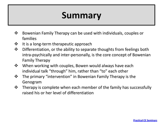 Bowenian Family Therapy PPT
