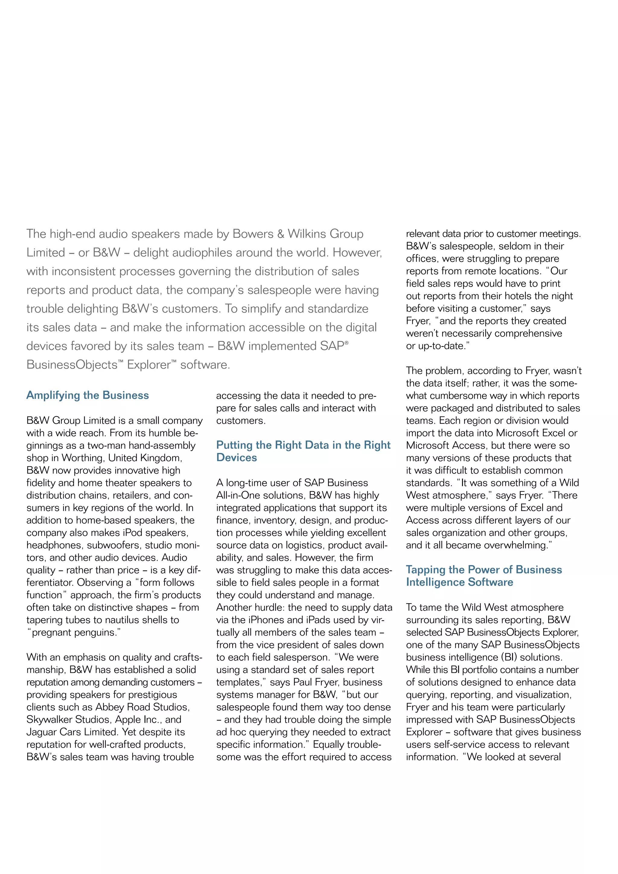 Bowers & wilkins group limited case study | PDF