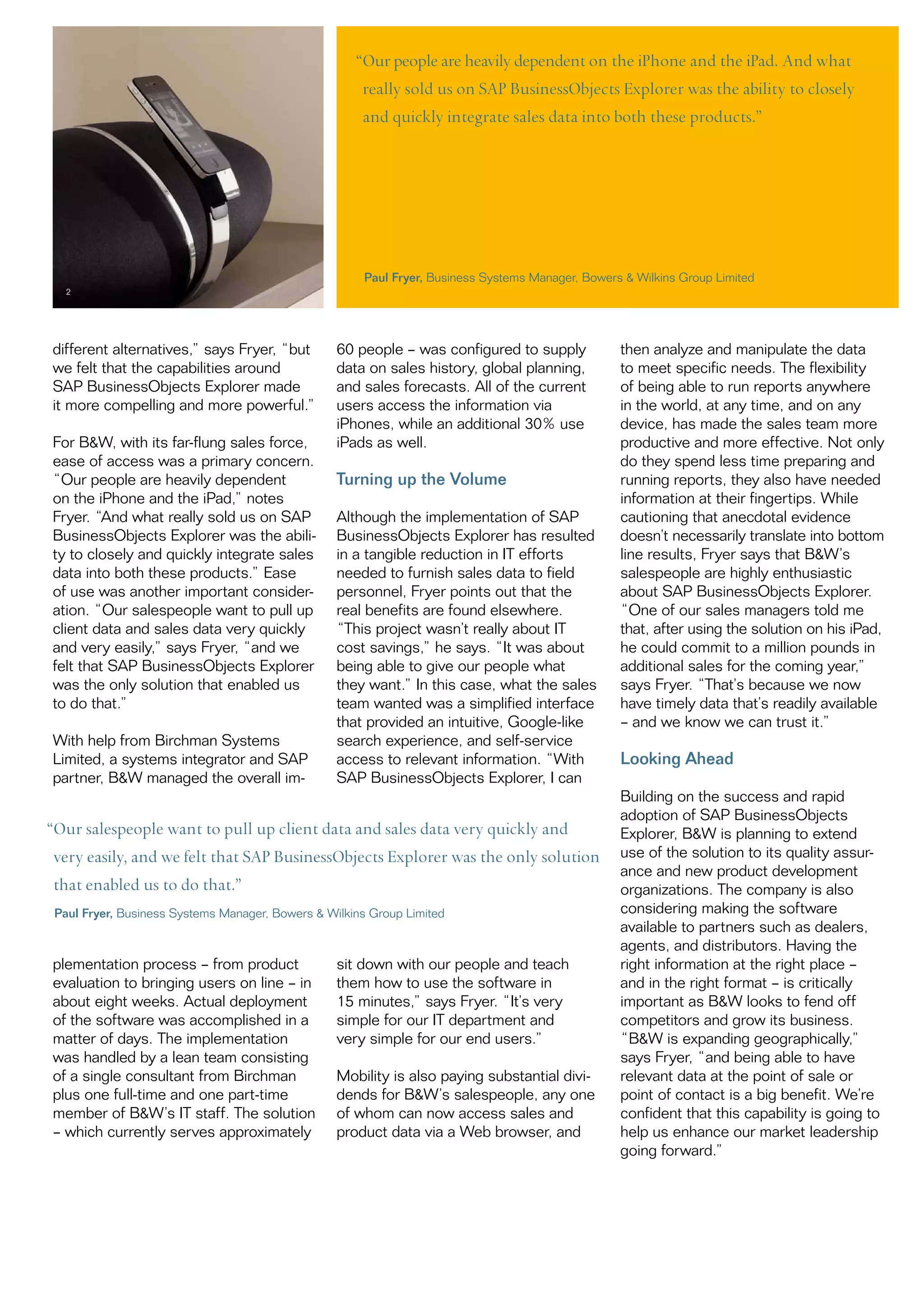 Bowers & wilkins group limited case study | PDF
