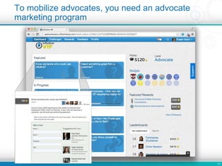 17
To mobilize advocates, you need an advocate
marketing program
 