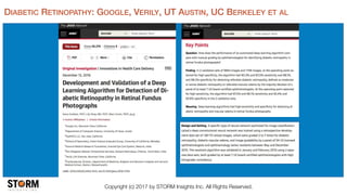 Copyright (c) 2017 by STORM Insights Inc. All Rights Reserved.
DIABETIC RETINOPATHY: GOOGLE, VERILY, UT AUSTIN, UC BERKELEY ET AL
 