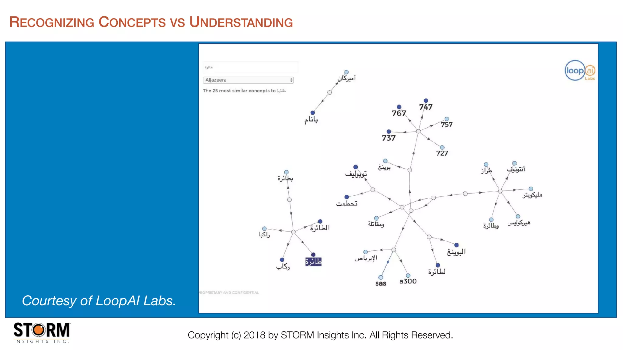 RECOGNIZING CONCEPTS VS UNDERSTANDING
Courtesy of LoopAI Labs.
Copyright (c) 2018 by STORM Insights Inc. All Rights Reserved.
 