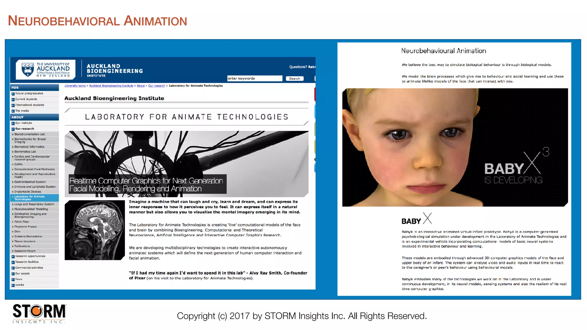 Copyright (c) 2017 by STORM Insights Inc. All Rights Reserved.
NEUROBEHAVIORAL ANIMATION
 