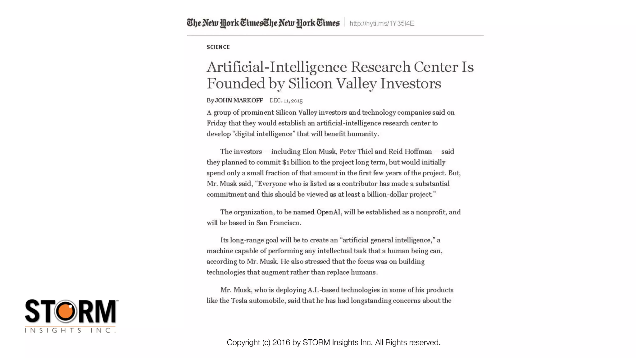 Copyright (c) 2016 by STORM Insights Inc. All Rights reserved.
 