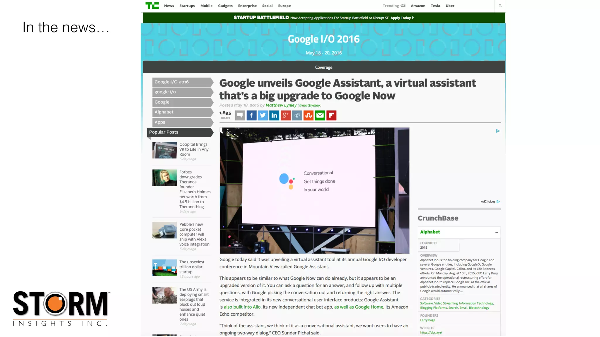 Copyright (c) 2016 by STORM Insights Inc. All Rights reserved.
In the news…
 