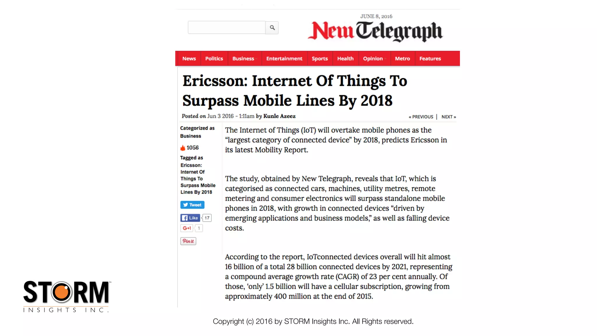 Copyright (c) 2016 by STORM Insights Inc. All Rights reserved.
 