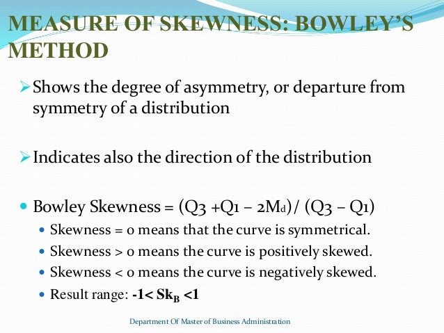 Concept Of Skewness Bowley S Method