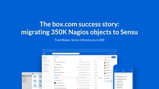 The box.com success story:
migrating 350K Nagios objects to Sensu
Trent Baker, Senior Infrastructure SRE
 
