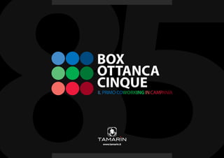 BOX
OTTANCA
CINQUE
IL PRIMO COWORKING IN CAMPANIA




  www.tamarin.it
 