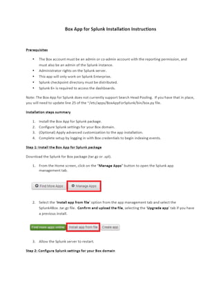 Box app for splunk install guide | PDF