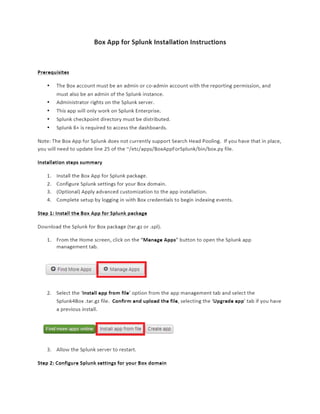 Box app for splunk install guide