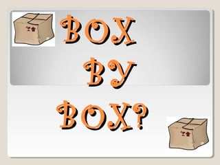 BOXBOX
BYBY
BOX?BOX?
 