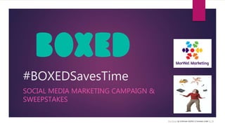 #BOXEDSavesTime
SOCIAL MEDIA MARKETING CAMPAIGN &
SWEEPSTAKES
This Photo by Unknown Author is licensed under CC BY
 