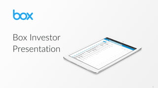 Box Investor
Presentation
1
 