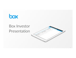 Box Investor 
Presentation
1
 