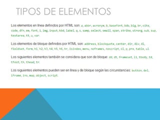 TIPOS DE ELEMENTOS
 
