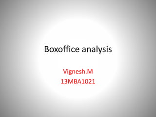 Boxoffice analysis
Vignesh.M
13MBA1021
 