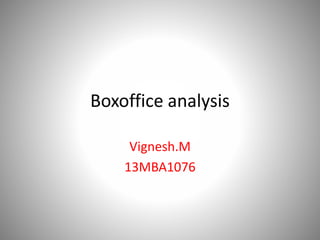 Boxoffice analysis
Vignesh.M
13MBA1076
 