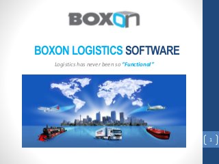 BOXON LOGISTICS SOFTWARE
Logistics has never been so “Functional”
1
 