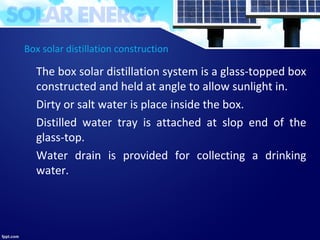 Box solar distillation system | PPT