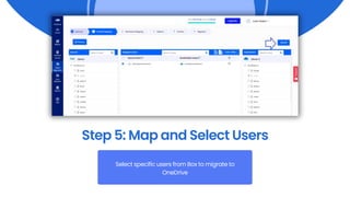 Step 5: Map and Select Users
Select specific users from Box to migrate to
OneDrive
 