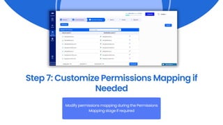 Step 7: Customize Permissions Mapping if
Needed
Modify permissions mapping during the Permissions
Mapping stage if required
 