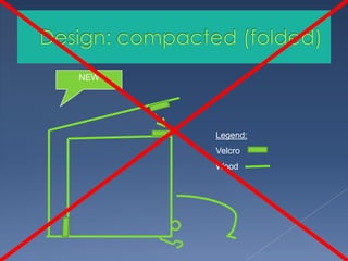 Design: compacted (folded)NEWLegend:VelcroWood