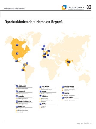 33
www.procolombia.co
Oportunidades de turismo en Boyacá
 
