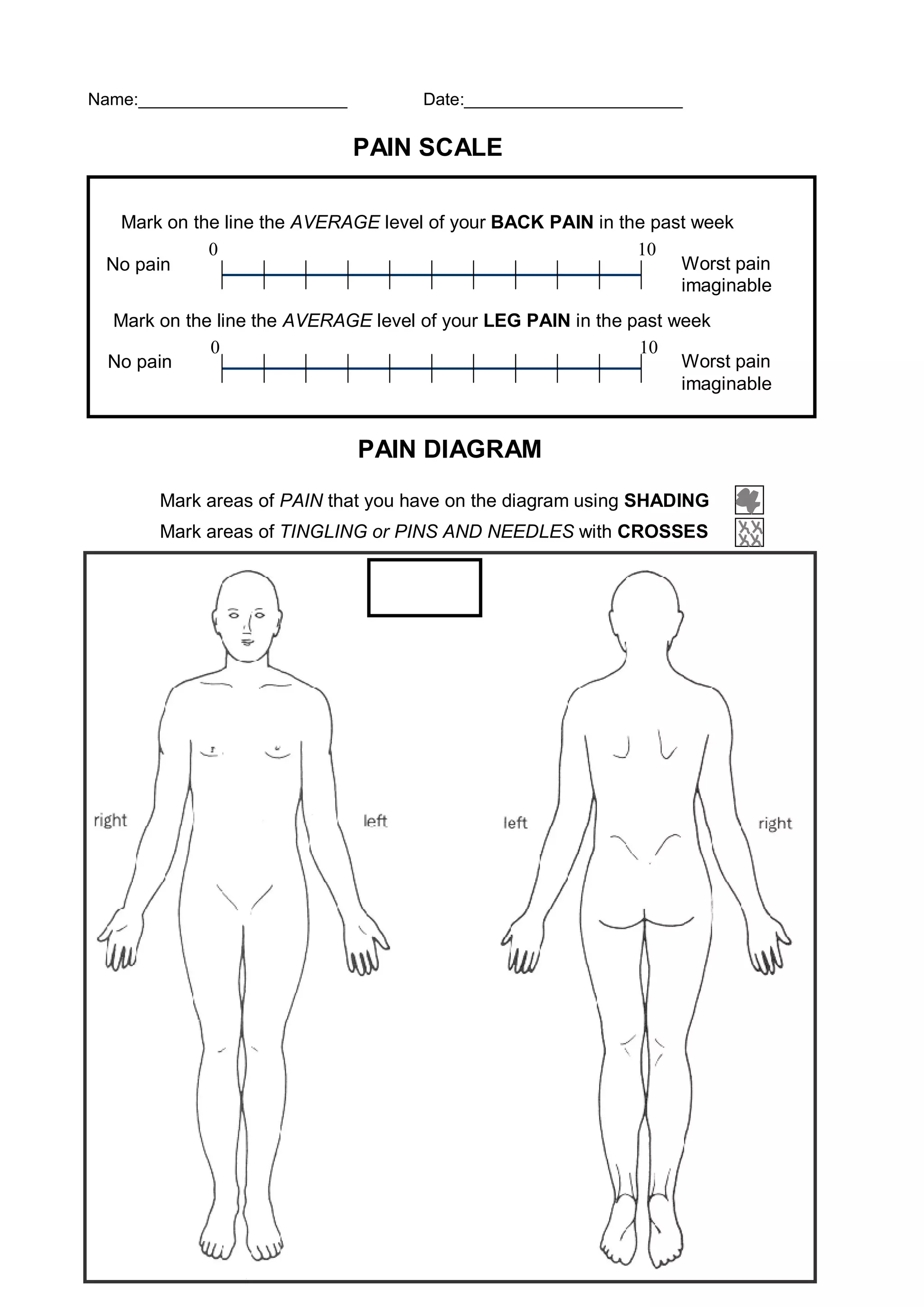 Pain diagram and questionnaire | PDF