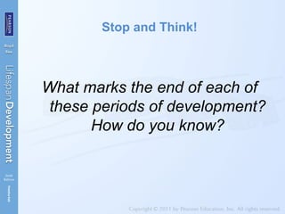 Stop and Think!
What marks the end of each of
these periods of development?
How do you know?
 