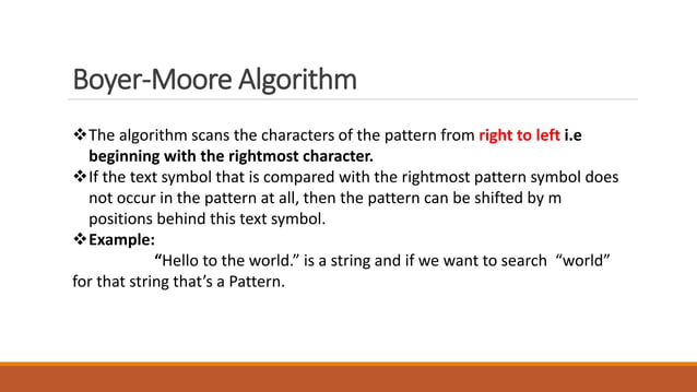 Boyer moore algorithm | PPTX