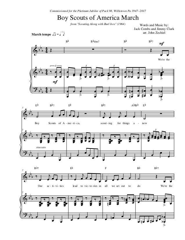 Boy Scouts Of America March For Piano And Voice