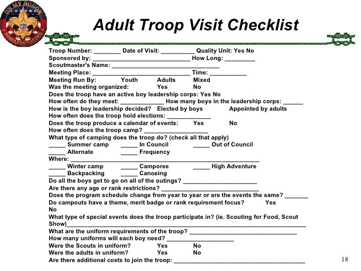 bsa camping list