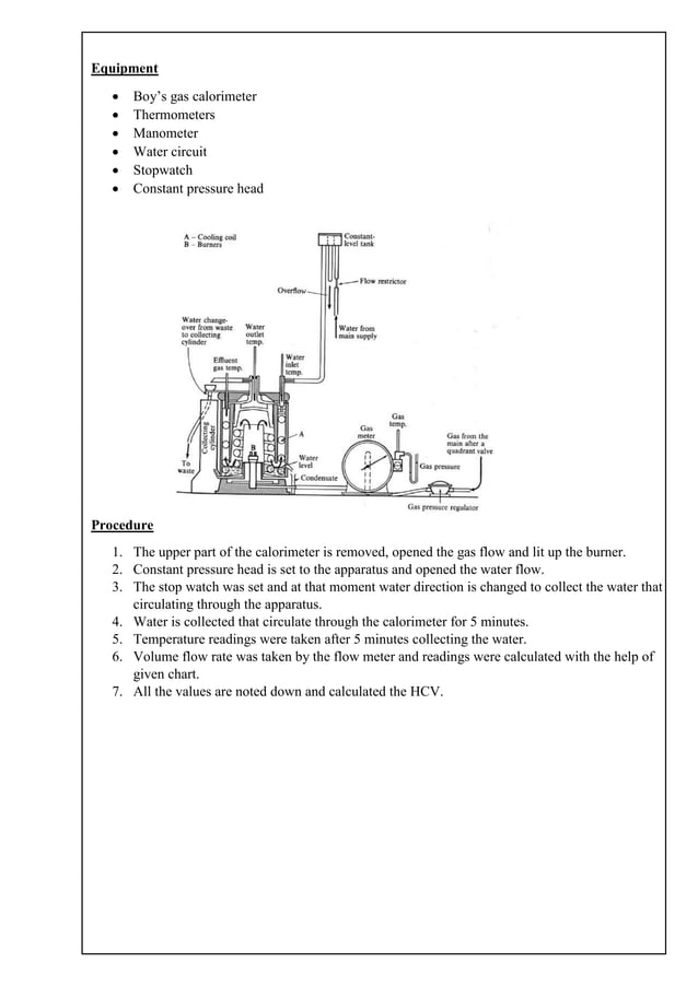 Boy's gas calorimeter