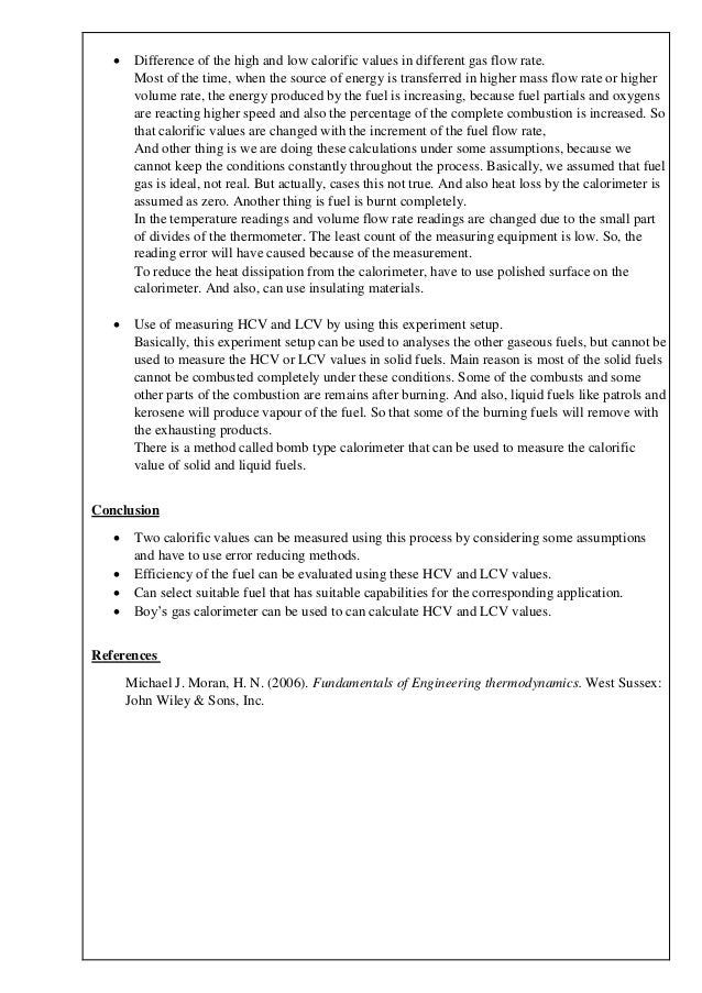 Boy's gas calorimeter