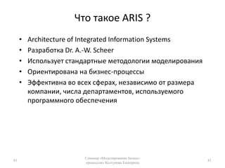Графические нотации и инструментальные средства60Семинар «Моделирование бизнес-процессов» Колтунова Екатерина60