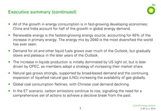 2018 BP Energy Outlook
© BP p.l.c. 2018
Executive summary (continued)
• All of the growth in energy consumption is in fast...